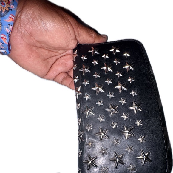 Jimmy Choo Filipa Black Wallet with Silver Star Studs - Picture 10 of 12